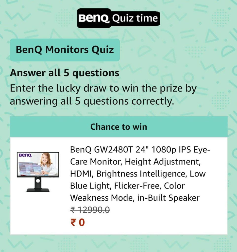 Amazon BenQ Monitors Quiz Win Free BenQ Monitor Answers Added