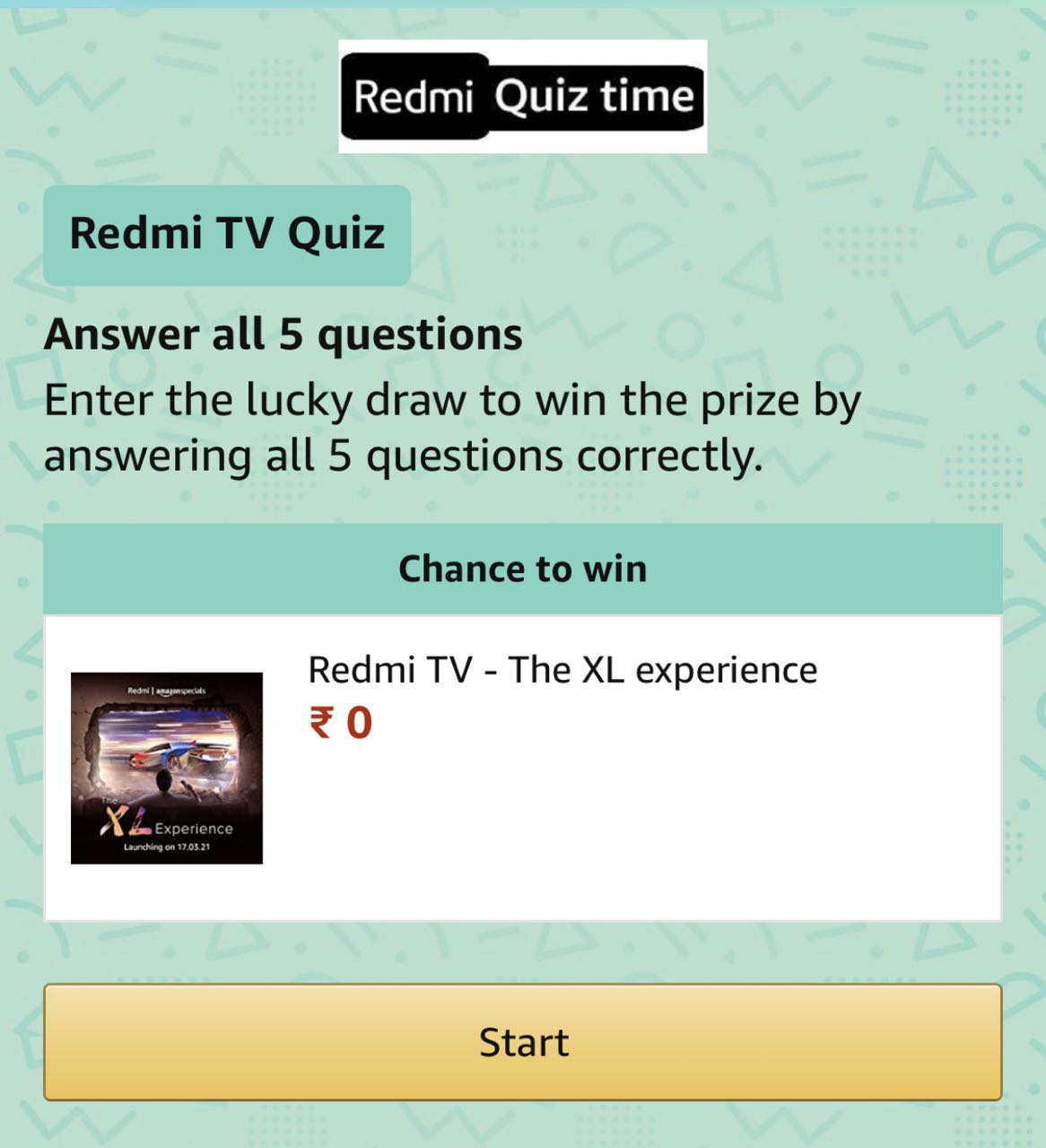 Amazon Redmi TV Quiz Answers Win Redmi TV 2 Winners [Solved]
