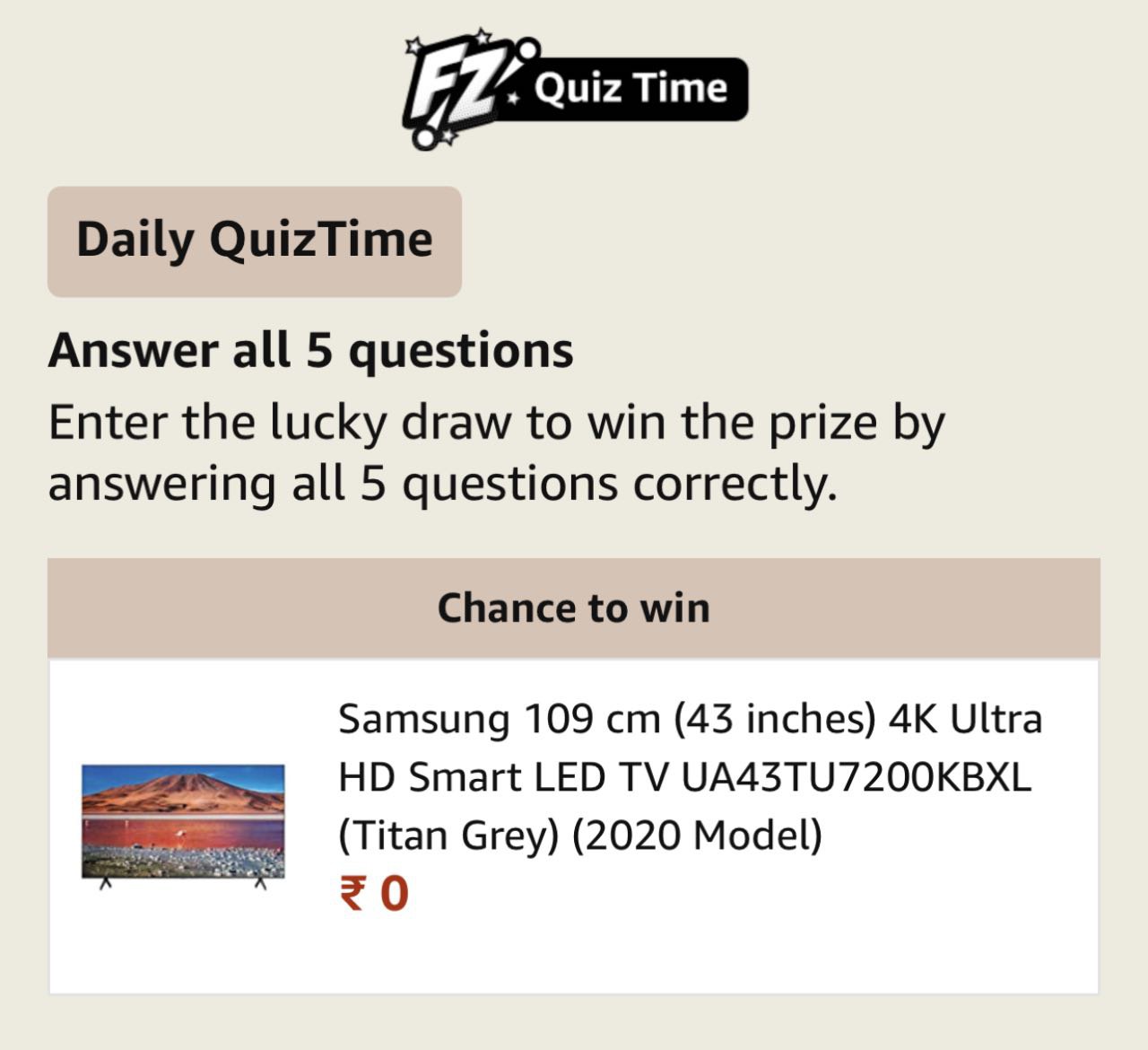 Amazon Samsung Smart TV Quiz Answers Win Samsung TV