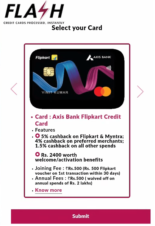 Axis Bank Flipkart Credit Card Direct Joining Link