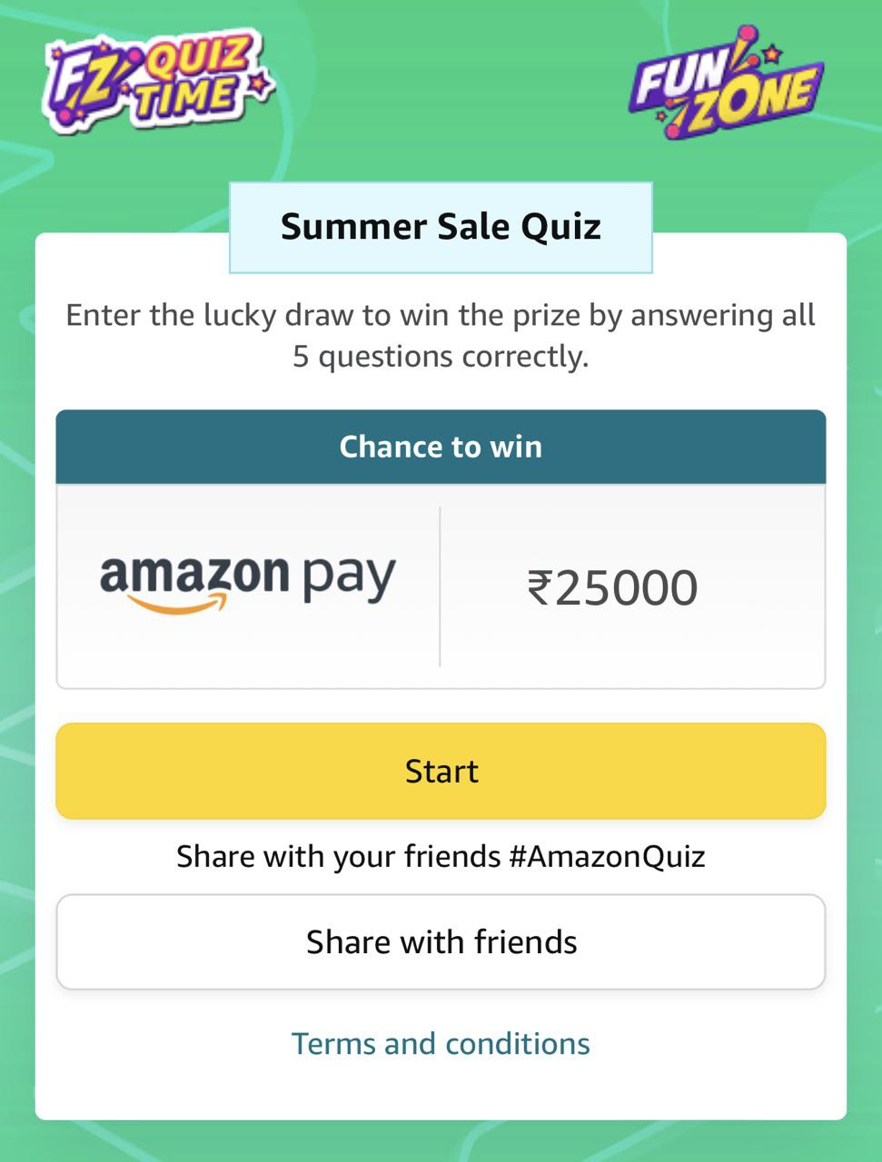Amazon Summer Sale Quiz Answers Win ₹25000