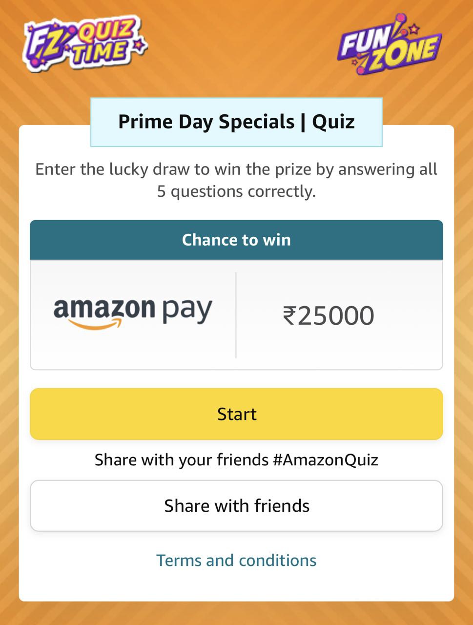 Amazon Prime Day Special Quiz Answers Win 25000 Amazon Pay Balance
