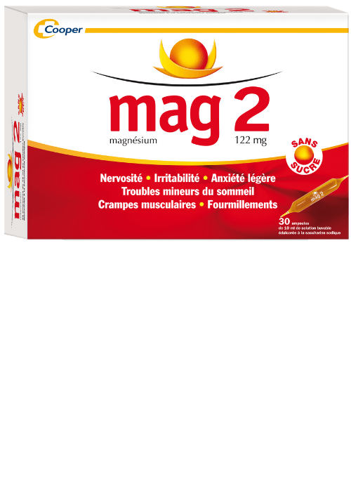 MAG 2 SANS SUCRE 122 mg, 30 ampoules de solution buvable Cooper