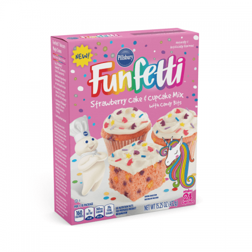 Köp Pillsbury Funfetti Unicorn Strawberry Cake Mix 432g hos Coopers Candy