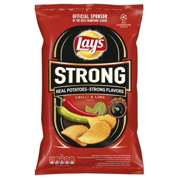 Köp Lays Strong Chilli & Lime Chips 130g hos Coopers Candy
