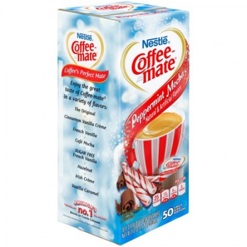 Köp CoffeeMate Liquid Creamer Singles Peppermint Mocha hos Coopers Candy