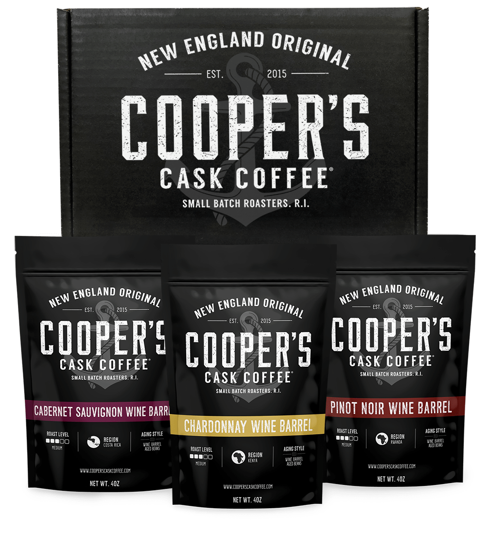 Wine Barrel Aged Coffee Boxed Set Classic Black & White 12oz