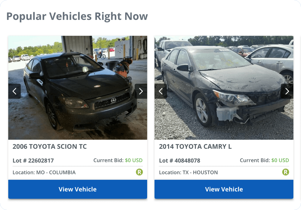The New Copart Homepage Find Salvage Cars