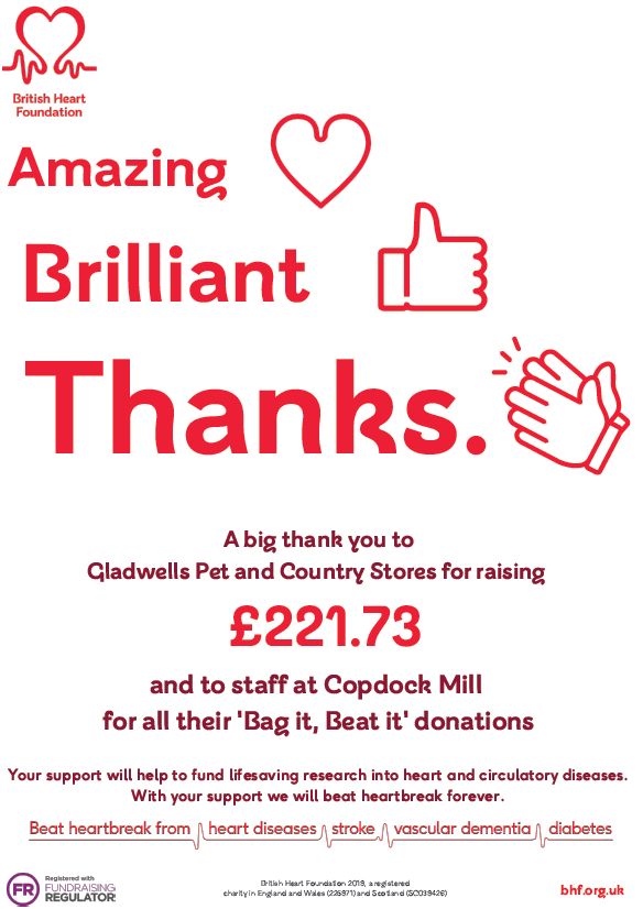 Fundraising for British Heart Foundation Copdock Mill