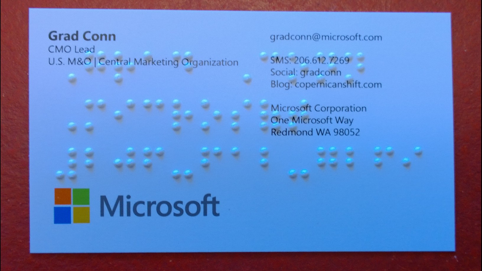 My Braille Business Cards, my Grandfather Dziadzi, and Microsoft Accessibility and empowering