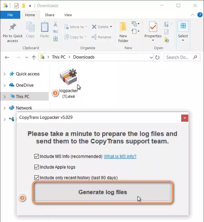 Preparing the log files to contact Support