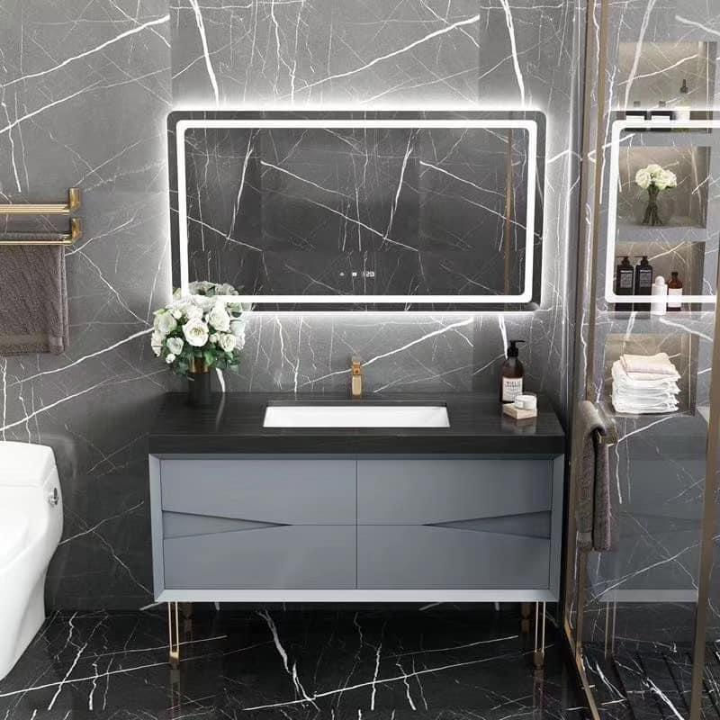 Grey PVC Vanity with LED Mirror Coral