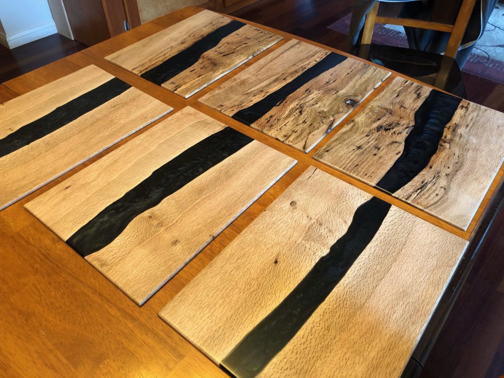 Black Epoxy River Placemats Corbin's Woodworking & Art by