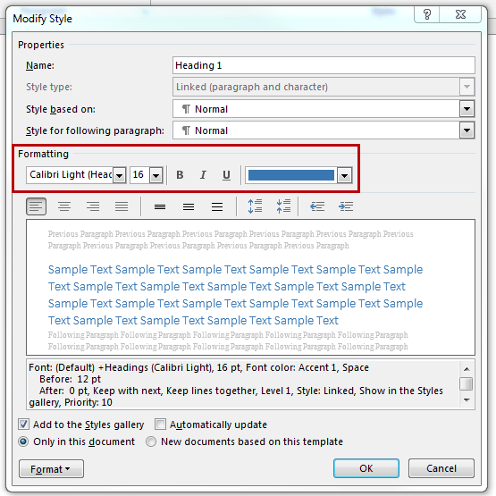 How to change text styles in Word