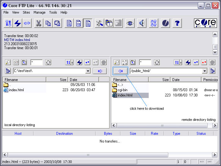 Transfering (uploading and downloading) files