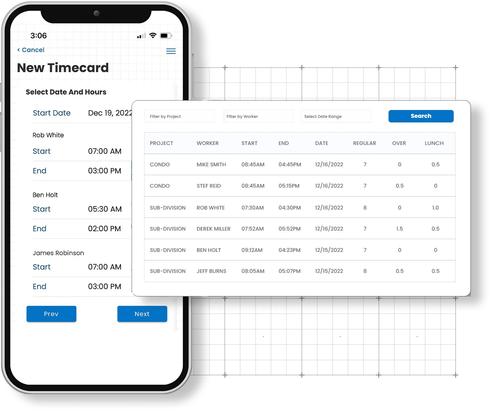 Construction Time Tracking Software Timekeeping App