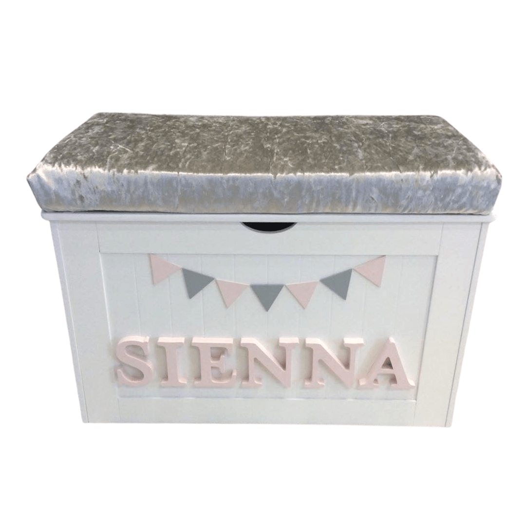 Silver Crushed Velvet Toy Box Corkys Den