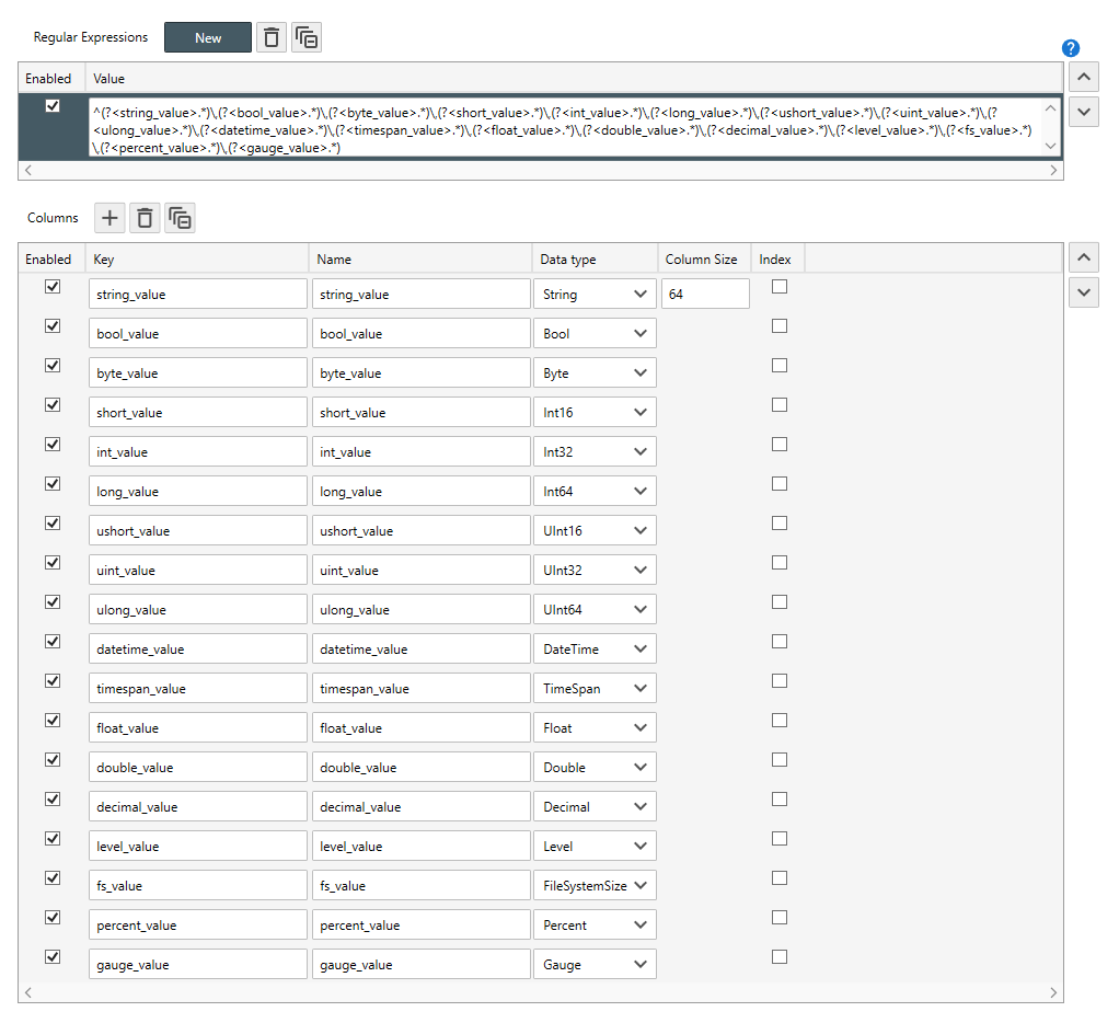 Define Log Entry Columns with Regular Expressions Server Manager Help