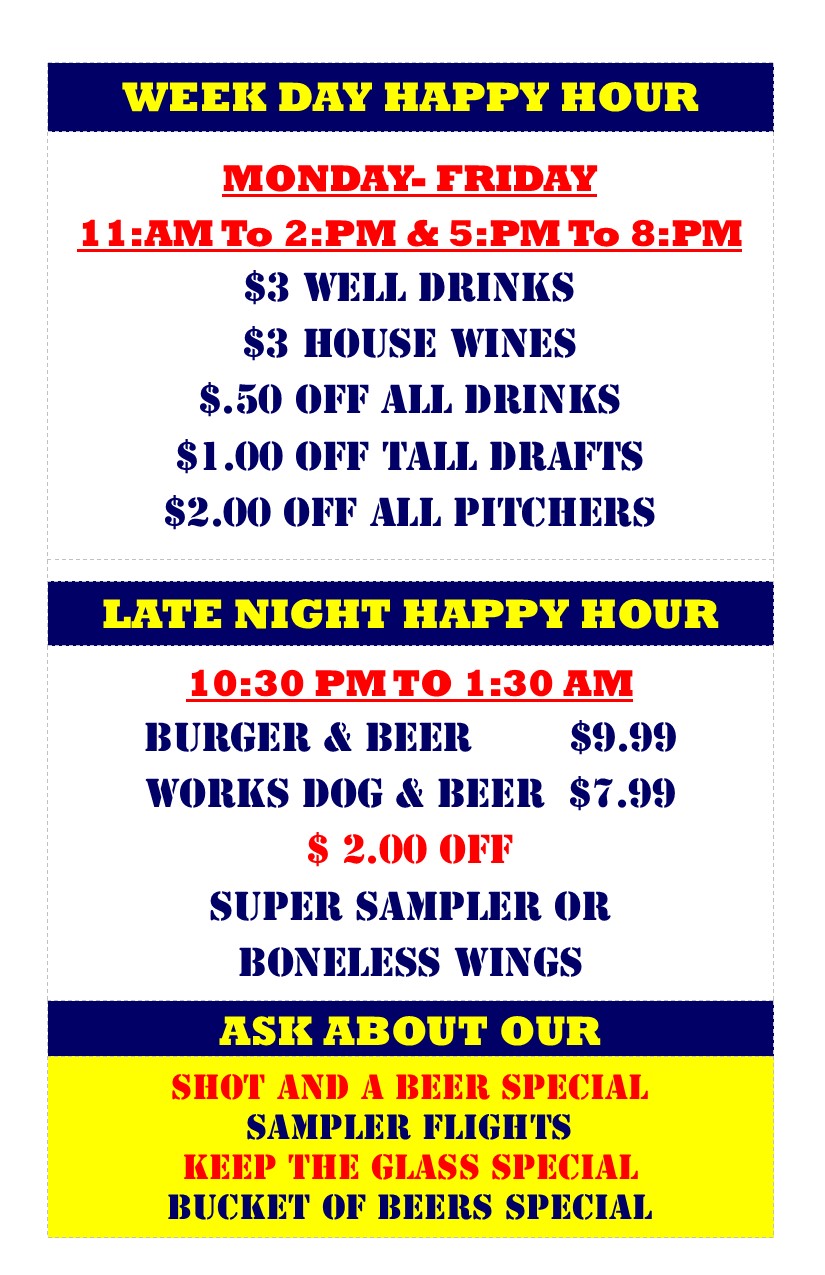 Menu.Old Corner Pocket Sports Bar