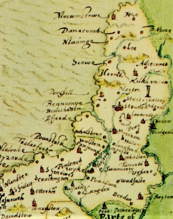 Stratton Hundred from John Norden Cornwall Map Kowethas Ertach Kernow