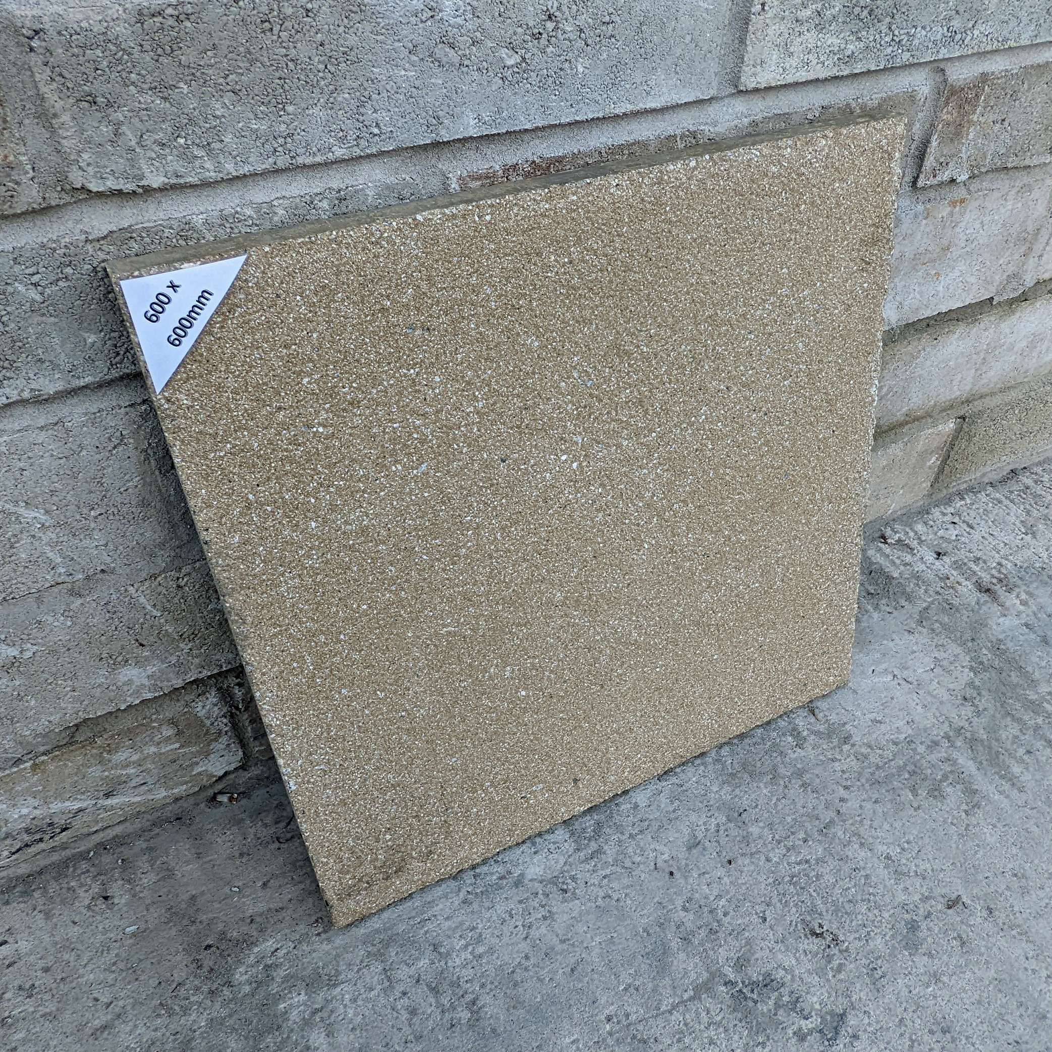 600 x 600 X 35 Buff Textured Concrete Paving Slabs Devontex