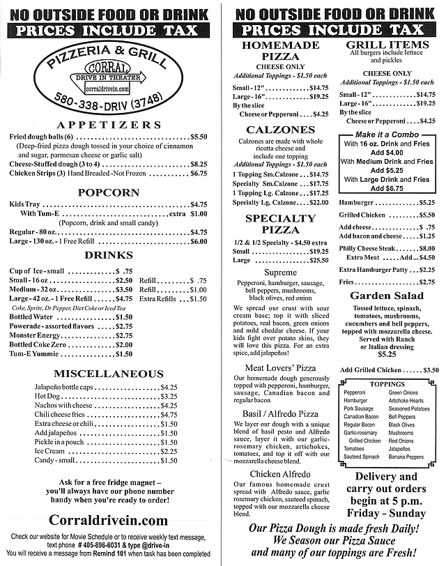 Corral Drive In, Pizzeria and Grill, RV Park, Guymon Oklahoma