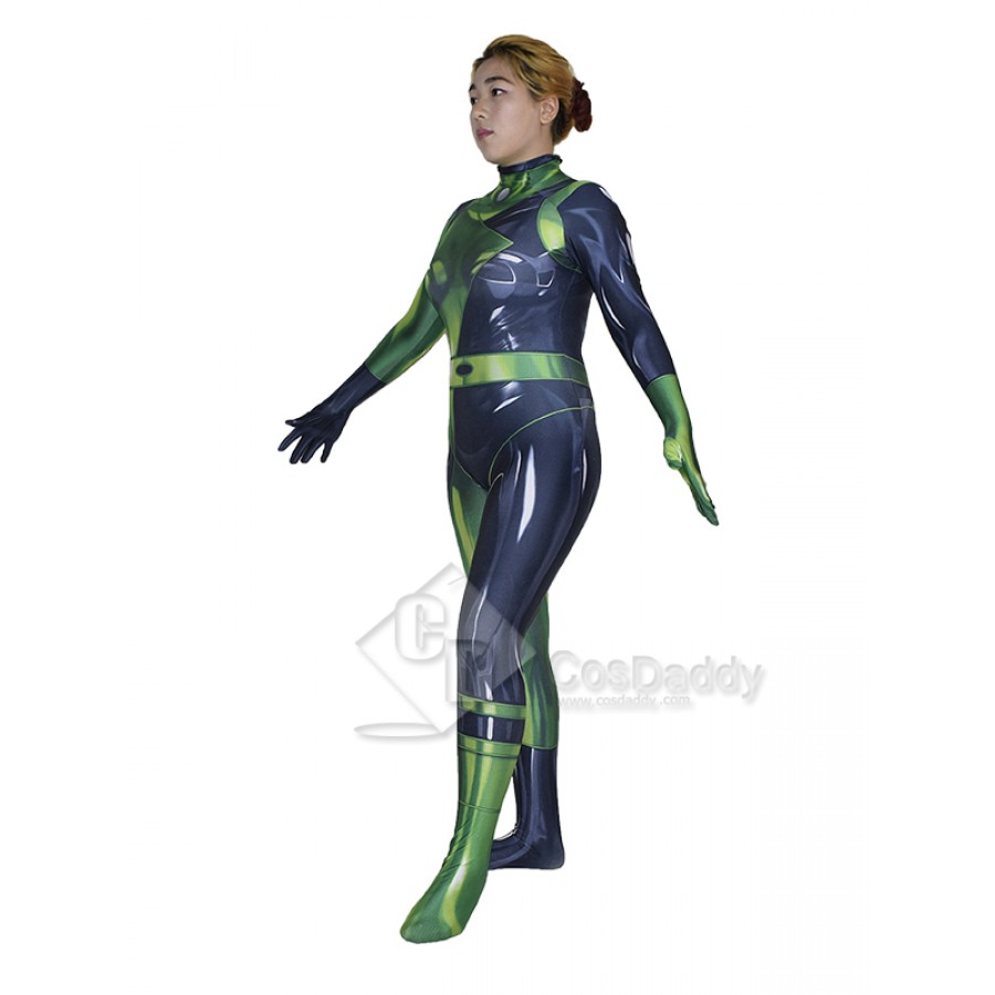 Cosdaddy Kim Possible Shego Cosplay Costume Black Green Jumpsuit