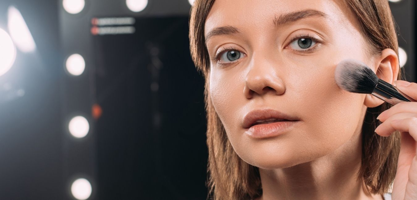 Repurpose makeup eyeshadow as blush, lipstick as eyeliner