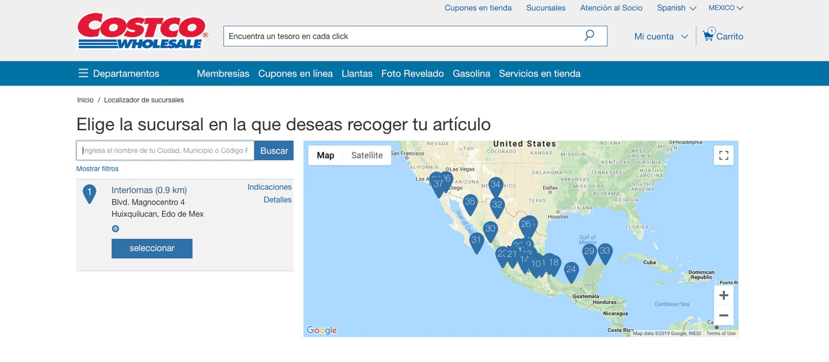 Compra en línea y recógelo en tienda Costco México