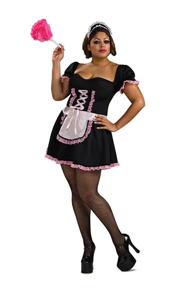 FRENCH MAID UNIFORM PLUS SIZE COSTUME DRESS ADULTS WOMENS FANCY DRESS