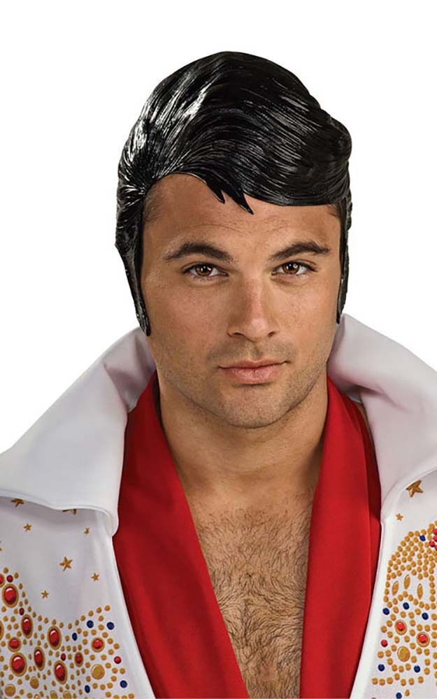 LICENSED ELVIS ROCK N ROLL 1950S RUBBER WIG COSTUME ACCESSORY