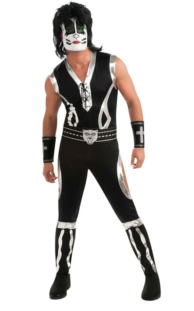 LICENSED KISS DELUXE CATMAN PETER CRISS ROCK MENS ADULT FANCY DRESS UP