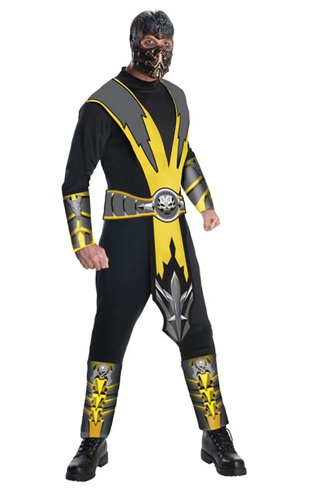 MORTAL KOMBAT SCORPION NINJA ADULT MENS FANCY DRESS HALLOWEEN KARATE