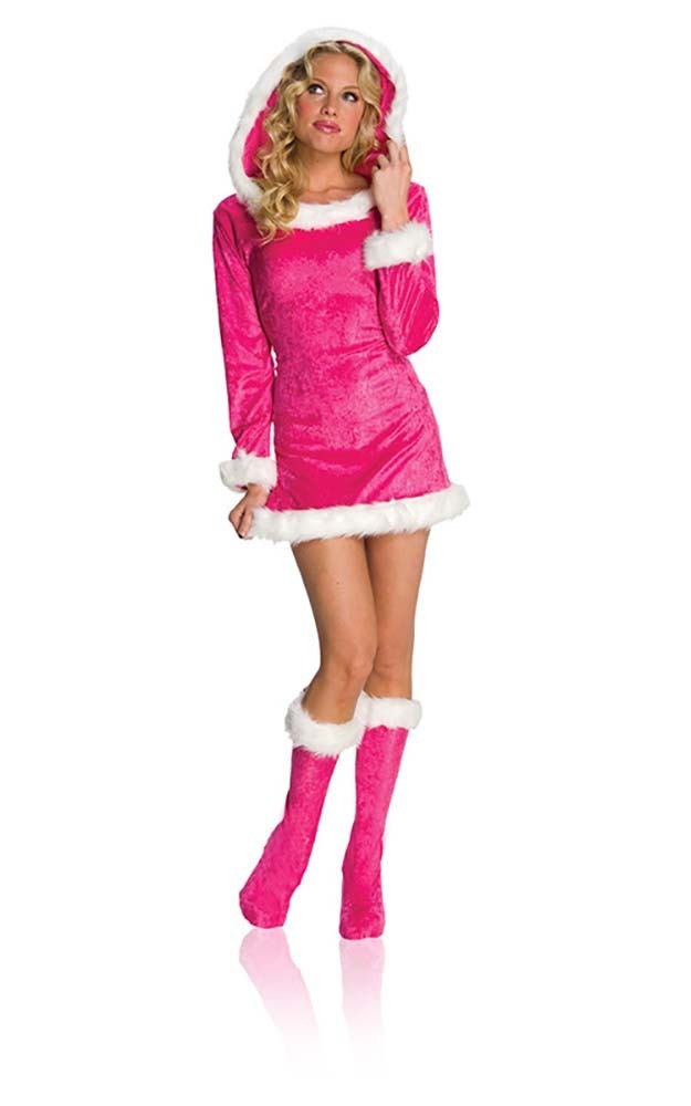 SEXY PINK HELPER SANTA MRS CLAUS FANCY DRESS ELF CHRISTMAS ESKIMO
