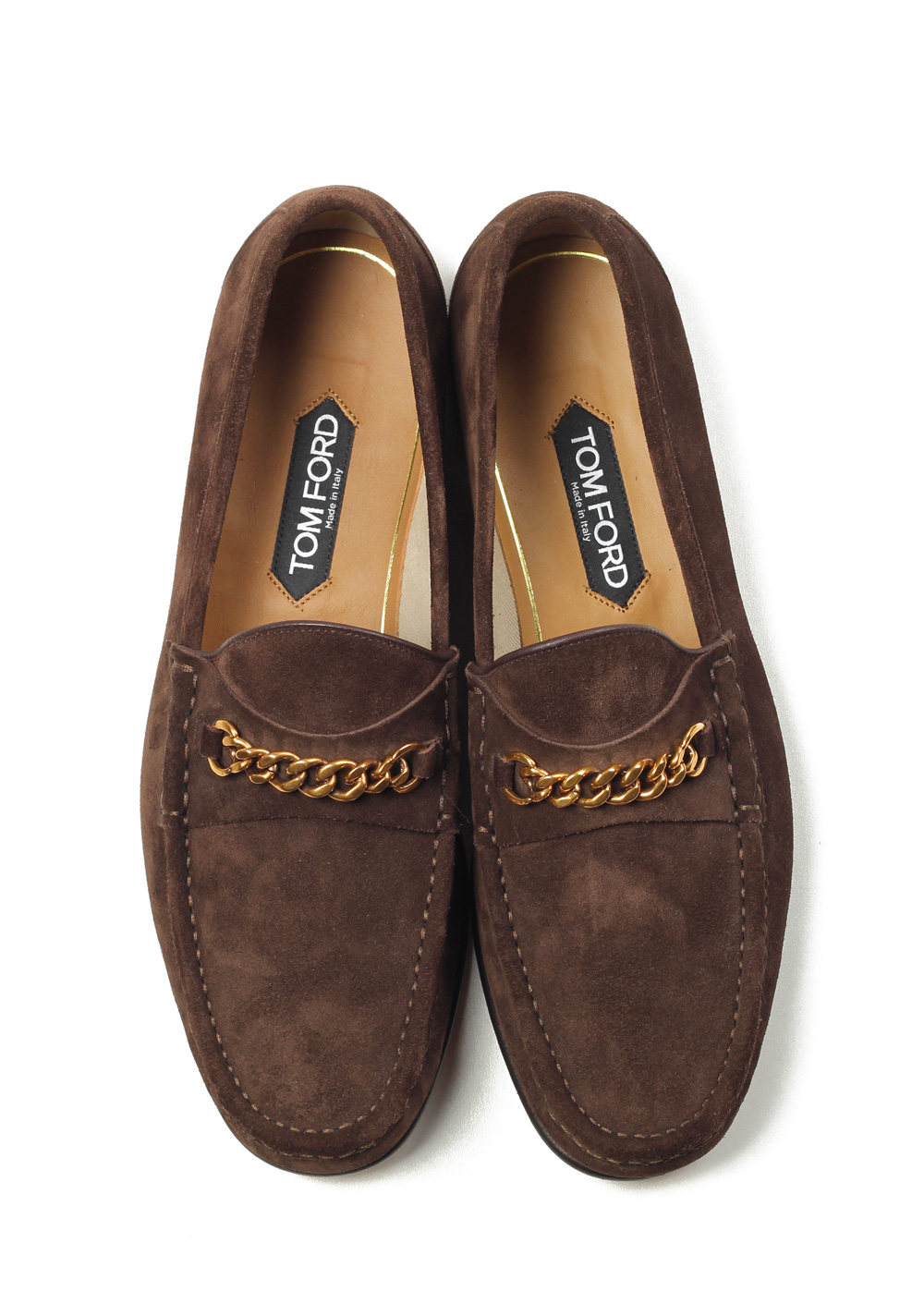 TOM FORD York Brown Suede Chain Loafers Shoes Size 11 UK / 12 U.S