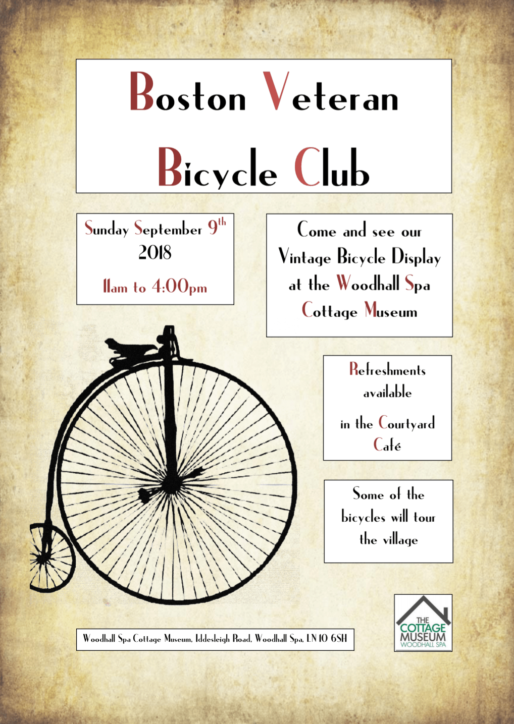 Boston Veteran Bicycle Club Woodhall Spa Cottage Museum