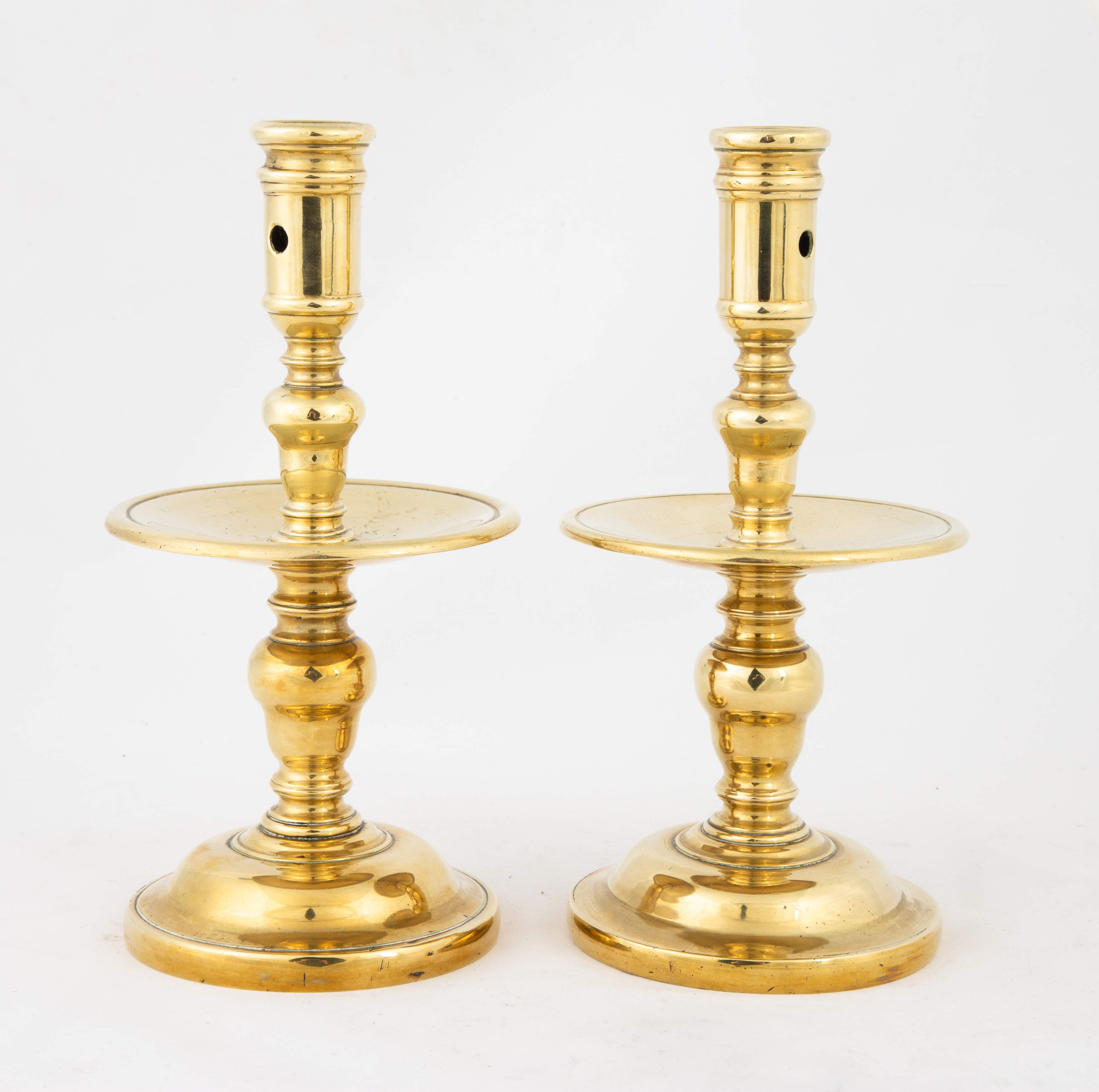 Early Pair Dutch Brass Turned Candlesticks Cottone Auctions
