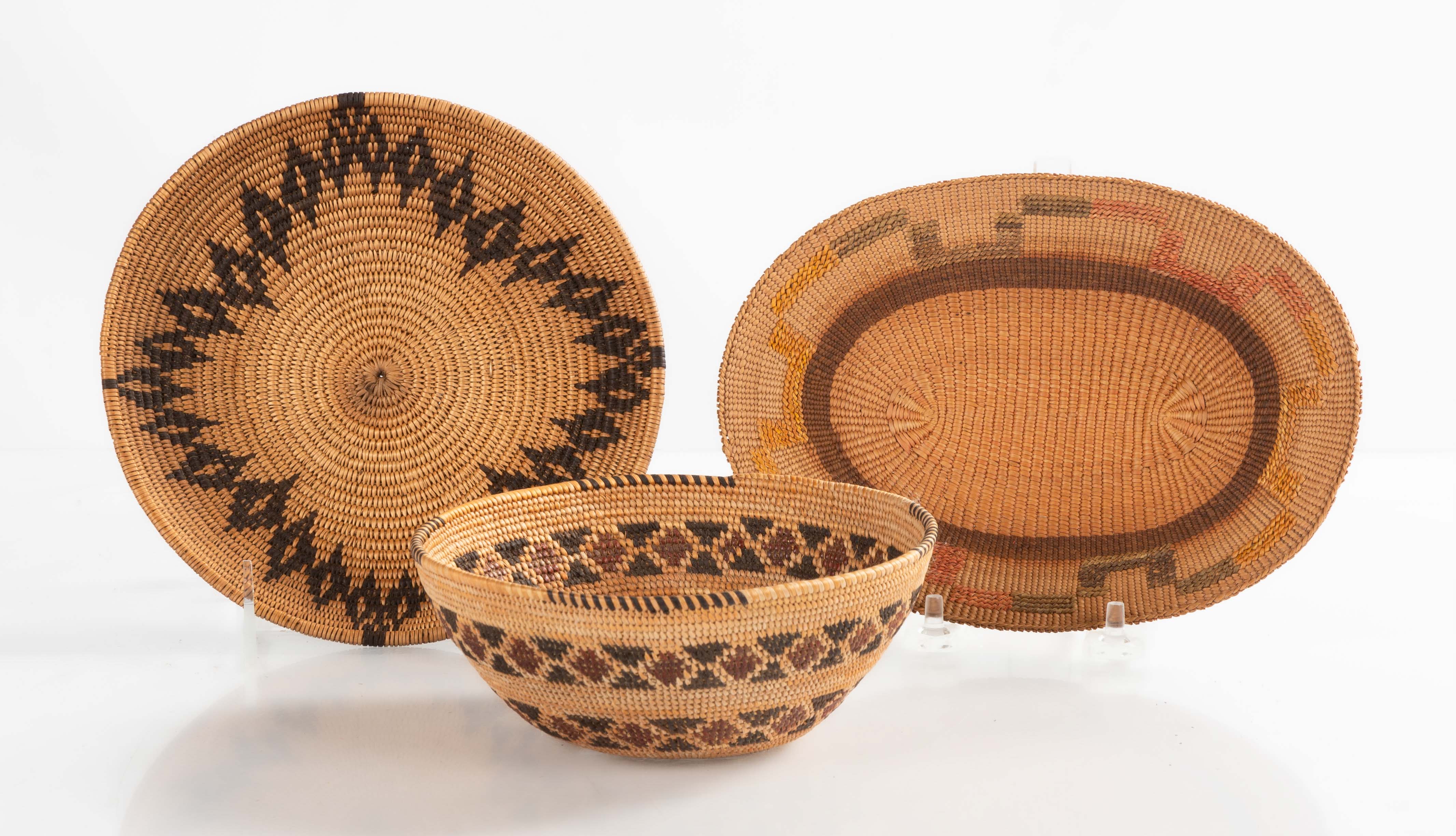 Three Native American Baskets, Yokut, Tlingit, and Maidu Cottone Auctions