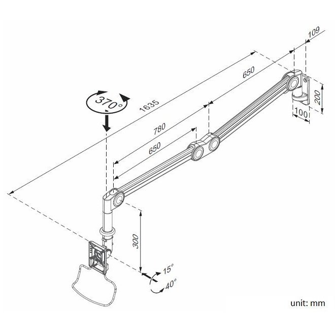 Monitor Arm Long Reach & Vertical Adjustable MWM16P