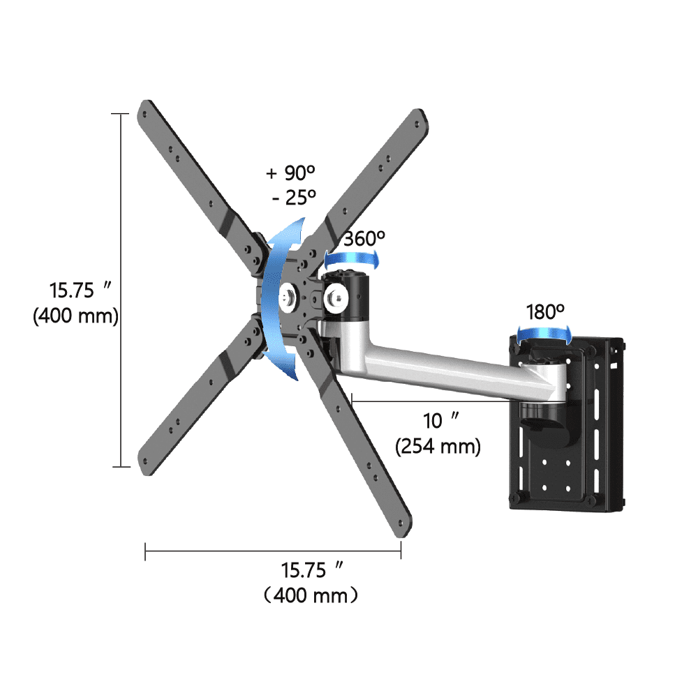 TV Slatwall Mount 32 â€“ 50â€ w/ Quick Release Single Arm