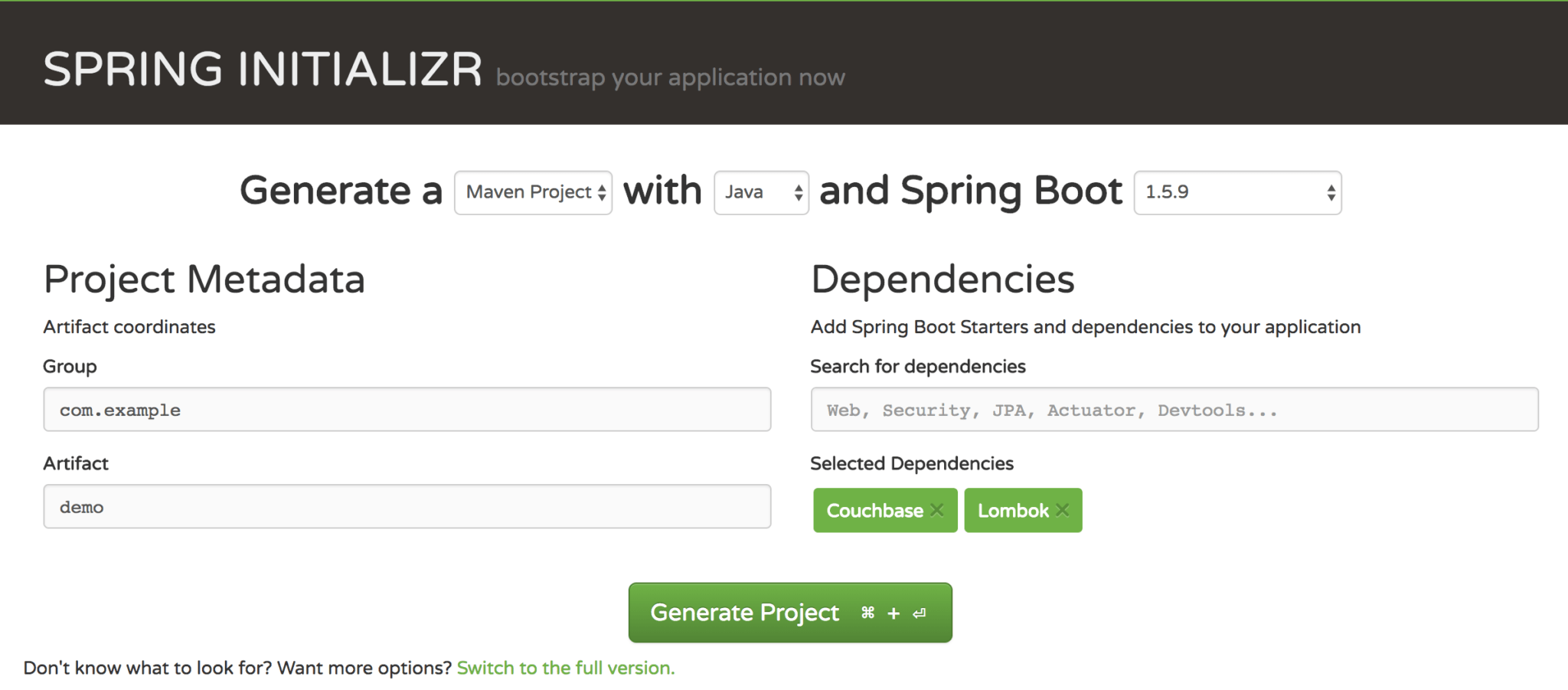 SpringBoot and Spring Data Setting Up with Couchbase