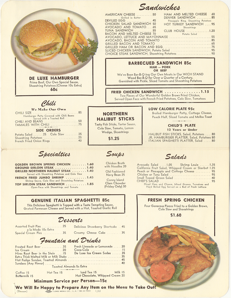 Wich Stand Menu