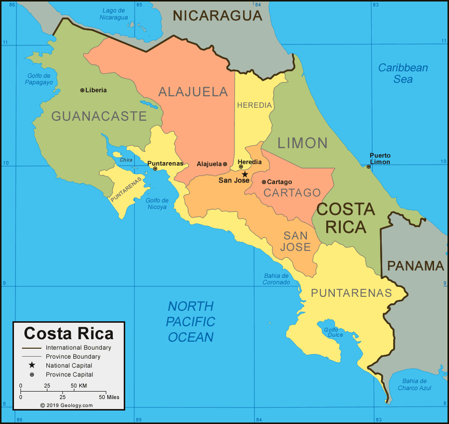 Map of Costa Rica Country Code Guide