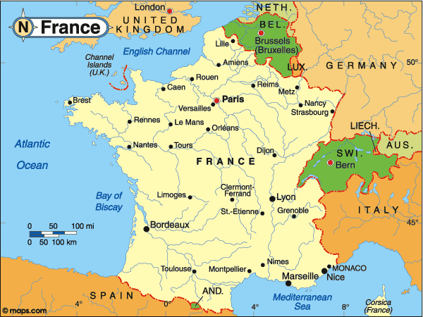 Map Of France And Surrounding Countries Country Reviews Country Watch