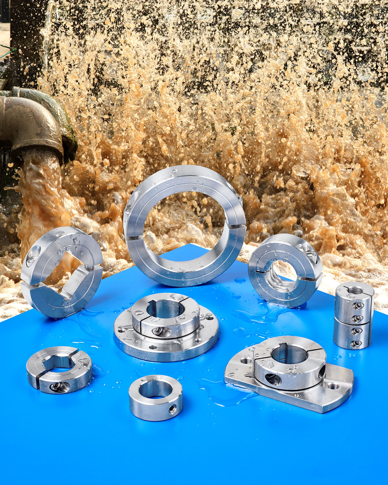 Shaft collars and couplings machined from 316 stainless steel