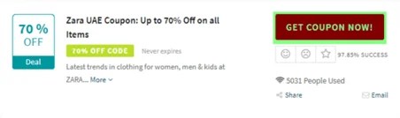 ZARA Coupons | 70% Off Promo Code | April 2025