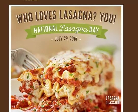 Celebrate National Lasagna Day & 1 Kids Meals at The Olive Garden