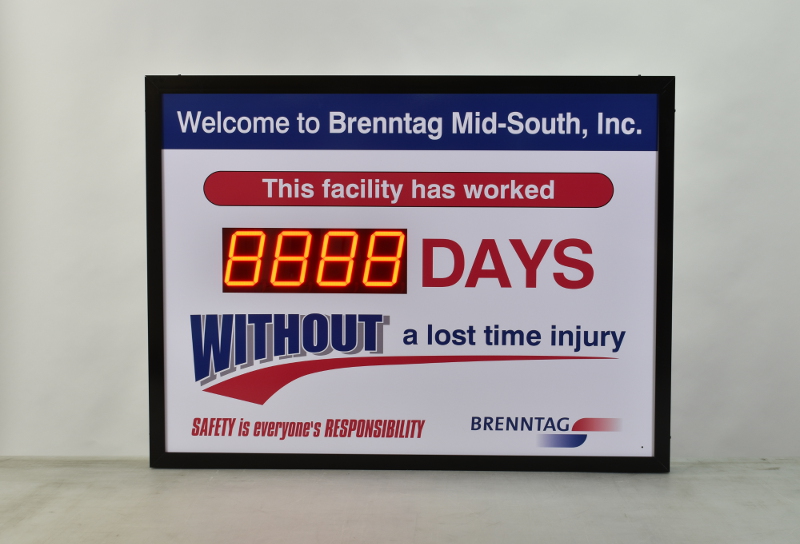 Number Days Since Last Accident Sign with Large Display