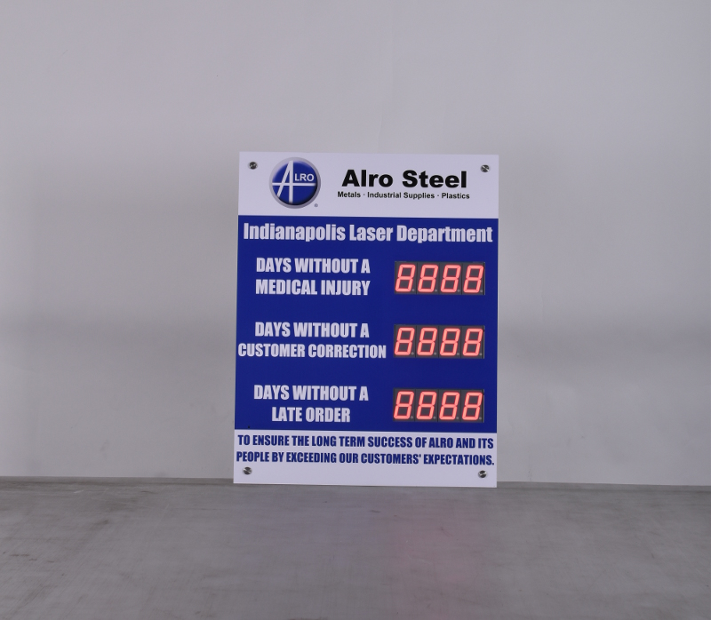 Number Days Since Last Accident Sign with Three Displays
