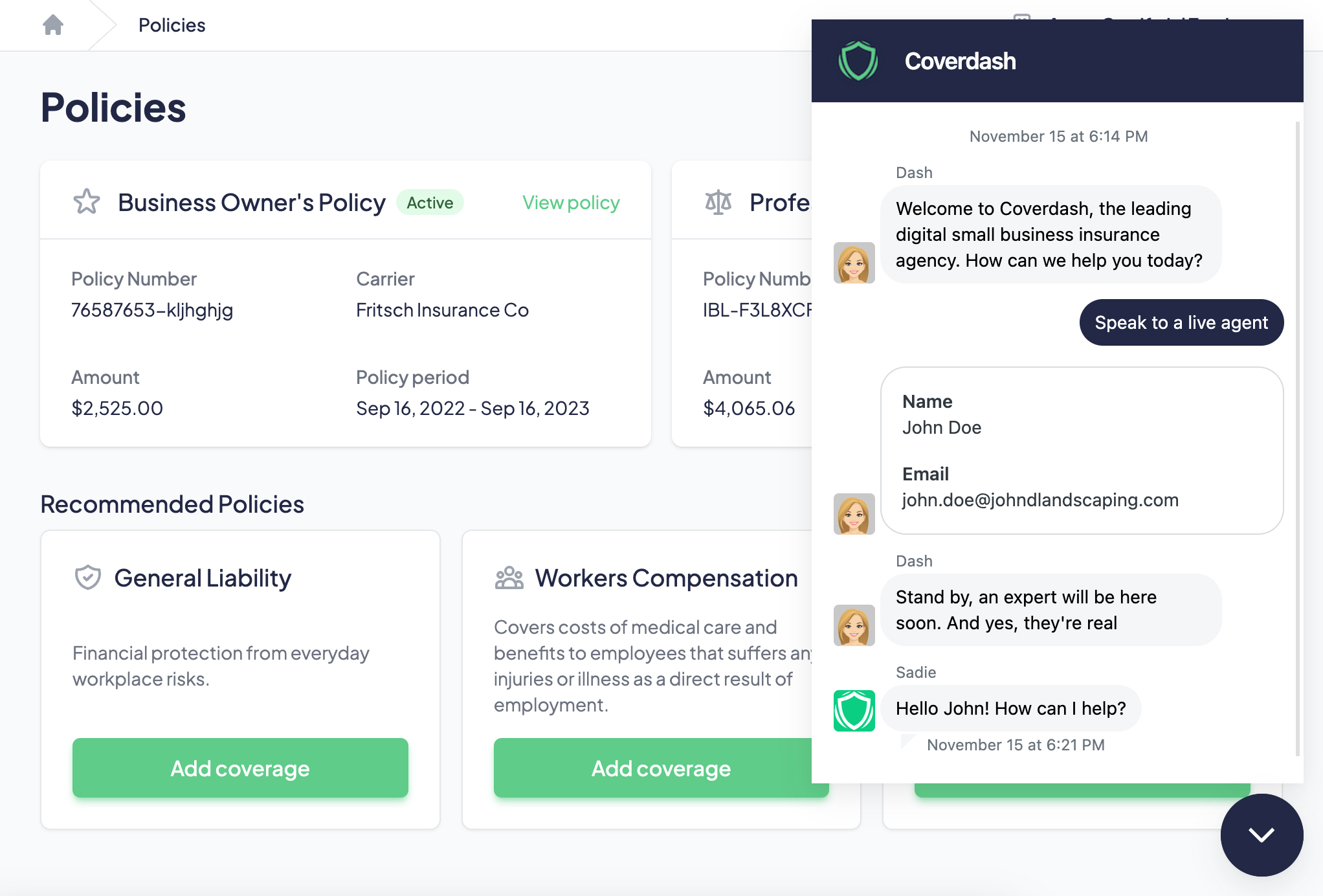 Coverdash Business Insurance Online Instantly